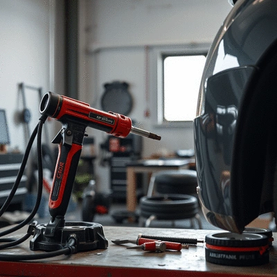 Car body repair tools in action